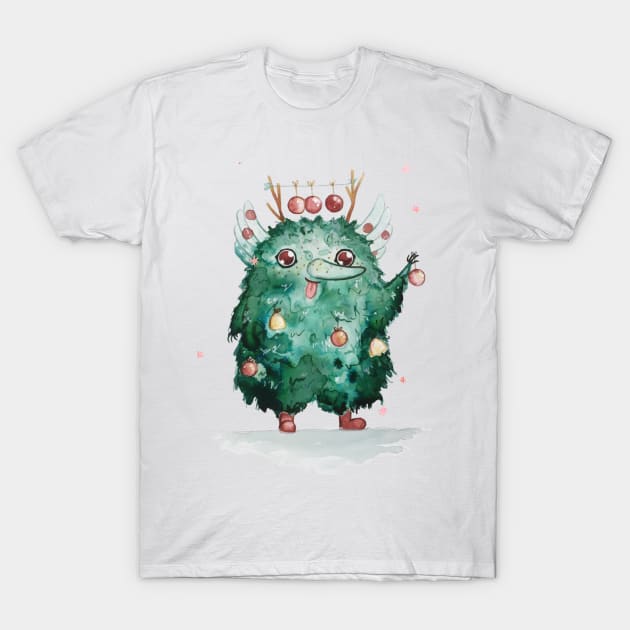 Christmas Yule tree Kurent T-Shirt by Hana Nekrep Art